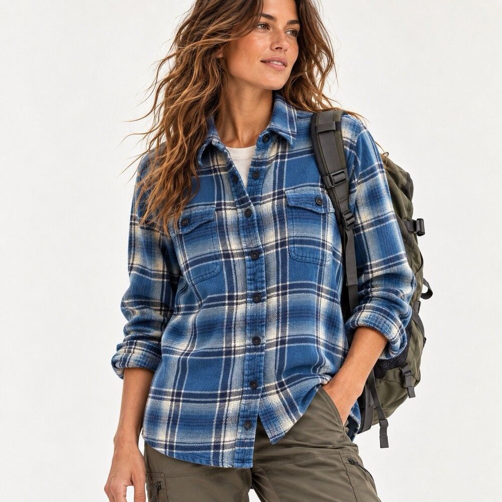 Patagonia Fjord Flannel Shirt Womens Size 8 Long Sleeve Button Up Organic Cotton